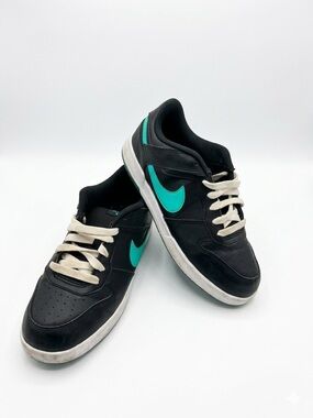 Nike Renzo 2 Men’s Junior Shoes – Black & Atomic Teal Leather Low-Tops – Durable